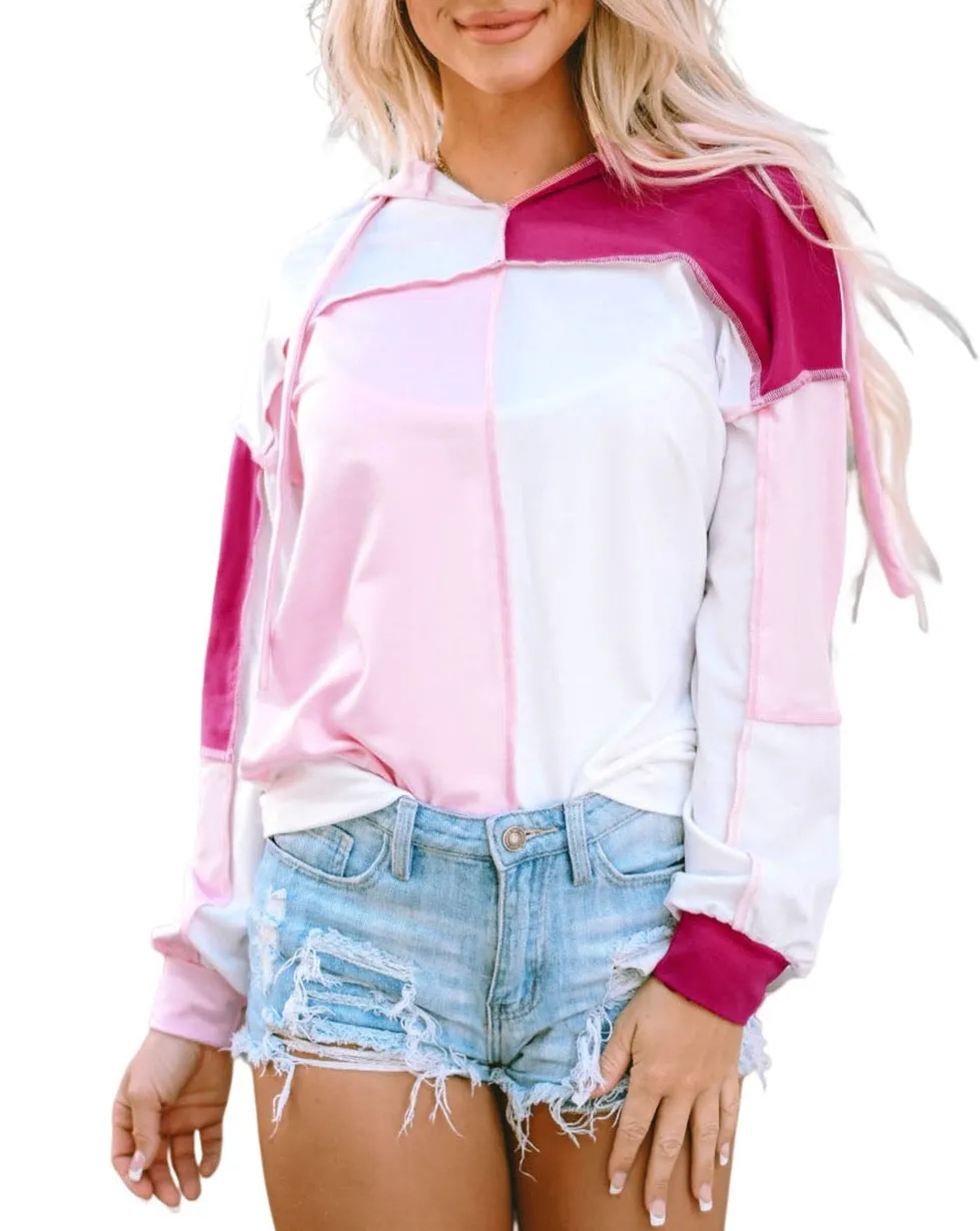 Colorblock Exposed Seam Pullover Hoodie