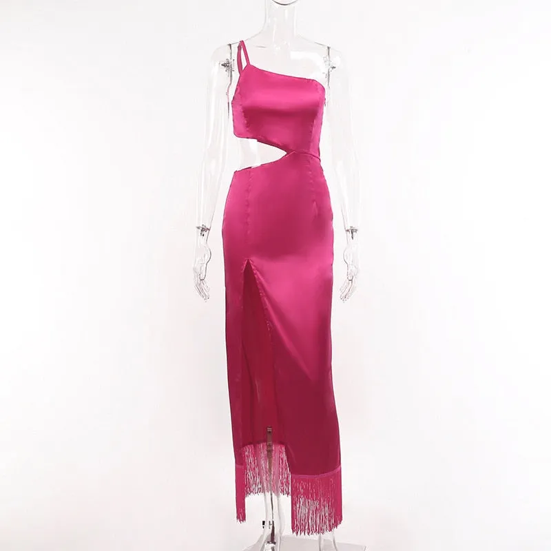 FLYTONN-Sexy spring and summer dresses, party dresses, graduation gifts,Rosette Tassels High Slit Dress