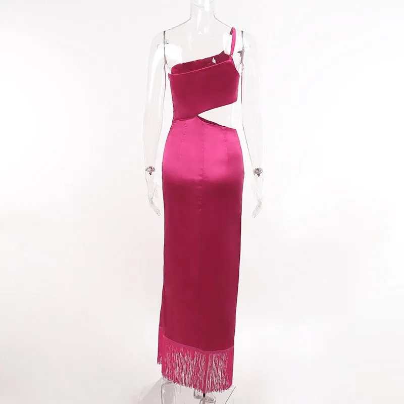 FLYTONN-Sexy spring and summer dresses, party dresses, graduation gifts,Rosette Tassels High Slit Dress