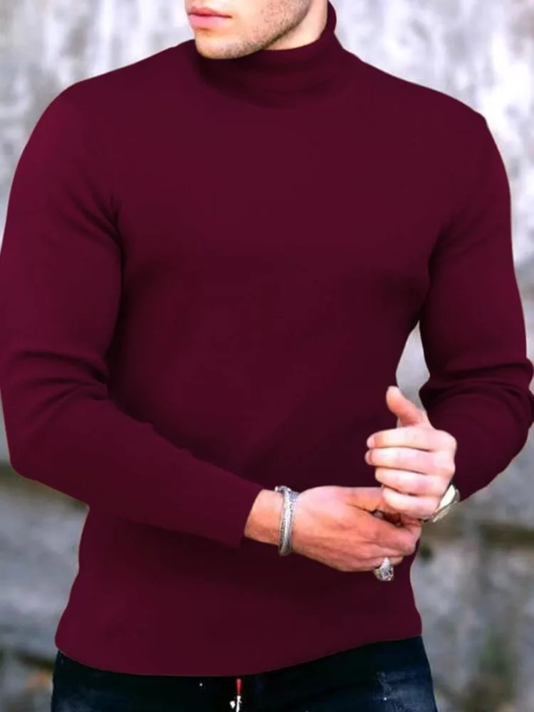 High Collar Pullover Basic Knit Sweater
