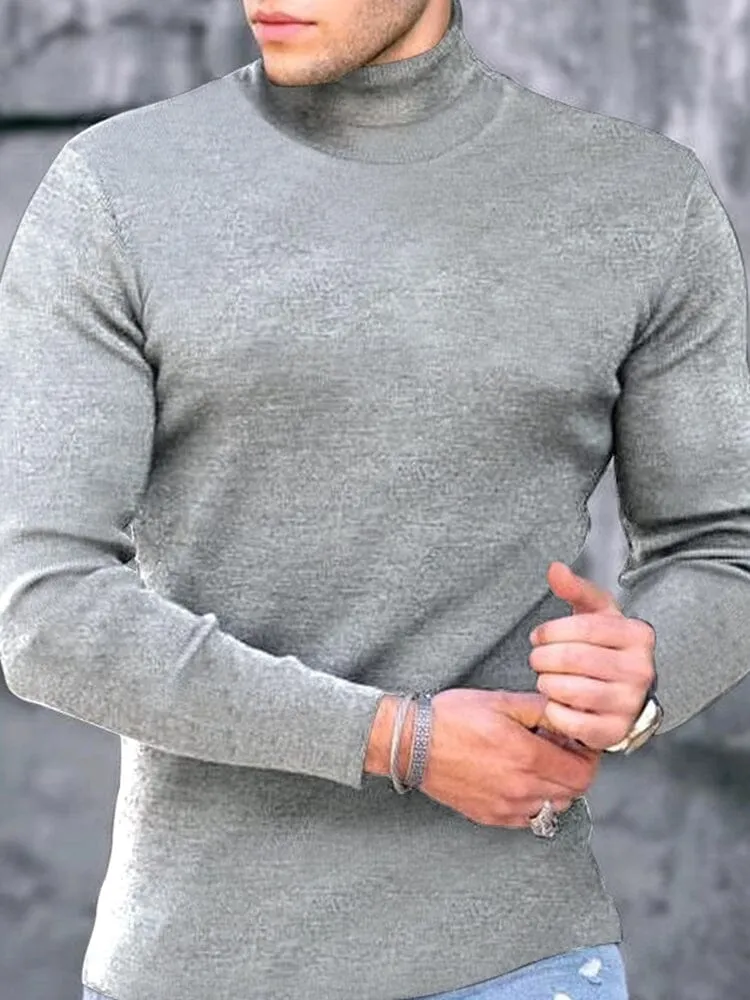 High Collar Pullover Basic Knit Sweater