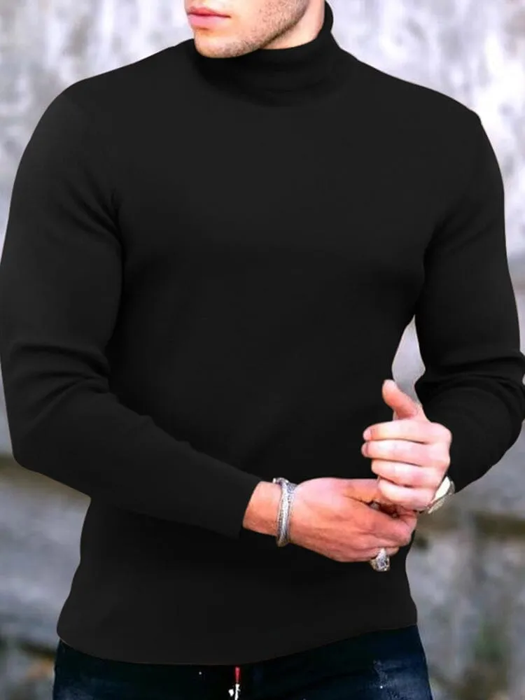 High Collar Pullover Basic Knit Sweater