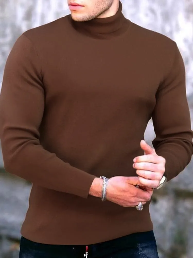 High Collar Pullover Basic Knit Sweater