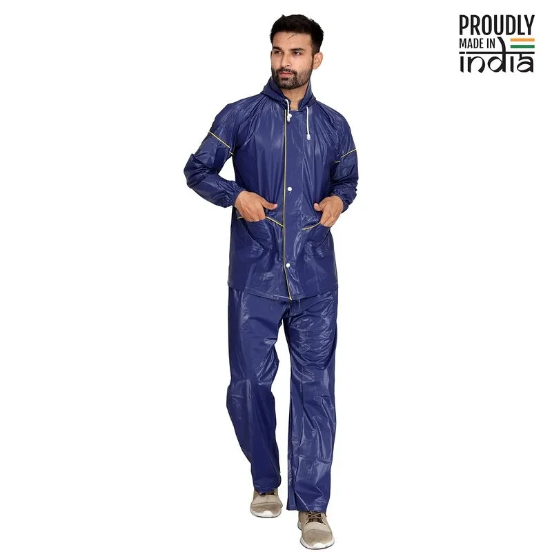 Men Rain Coat - Waterproof with Hood, Adjustable Fit | XL | Samson Blue