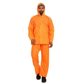 Men Rainwear with Waterproof Polyester, Reflective Stripe | Set of Top and Bottom | XXX-Large | Classic Pro Orange