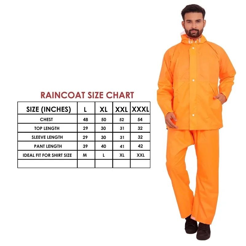 Men Rainwear with Waterproof Polyester, Reflective Stripe | Set of Top and Bottom | XXX-Large | Classic Pro Orange