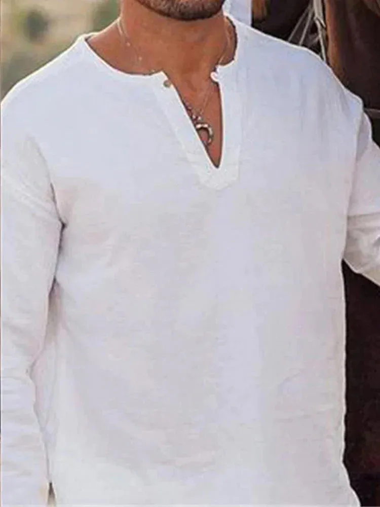 Pullover V-neck long-sleeved shirt