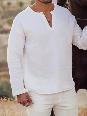 Pullover V-neck long-sleeved shirt