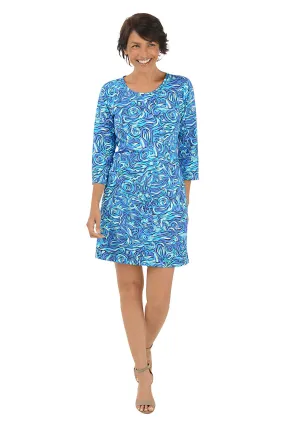 Silver Blue Roses UPF50  Travel Dress