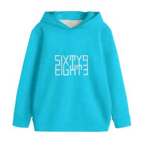 Sixty Eight 93 Logo White Aqua Blue Kid's Pullover Hoodie