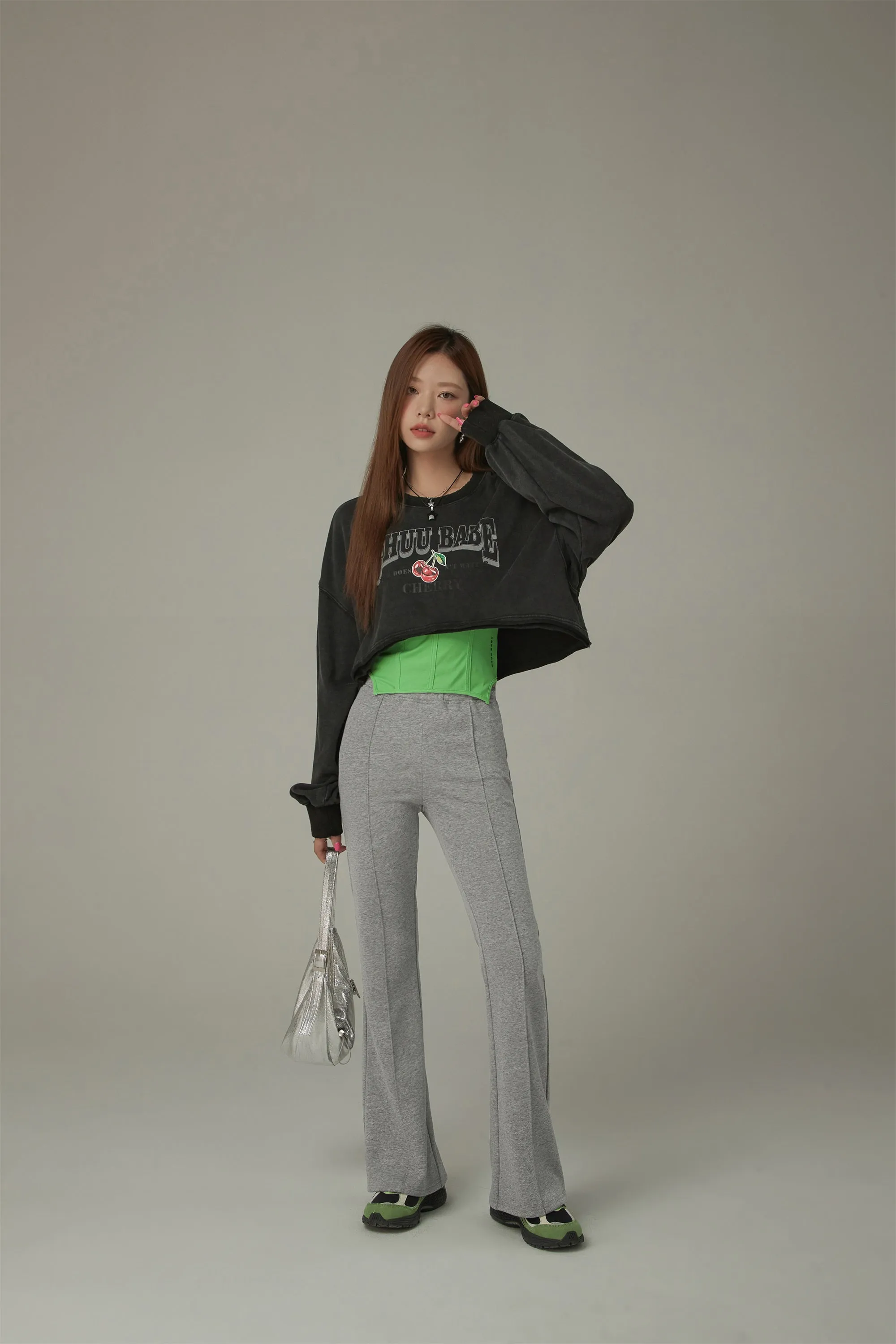 Waist Slit Casual Bootcut Pants